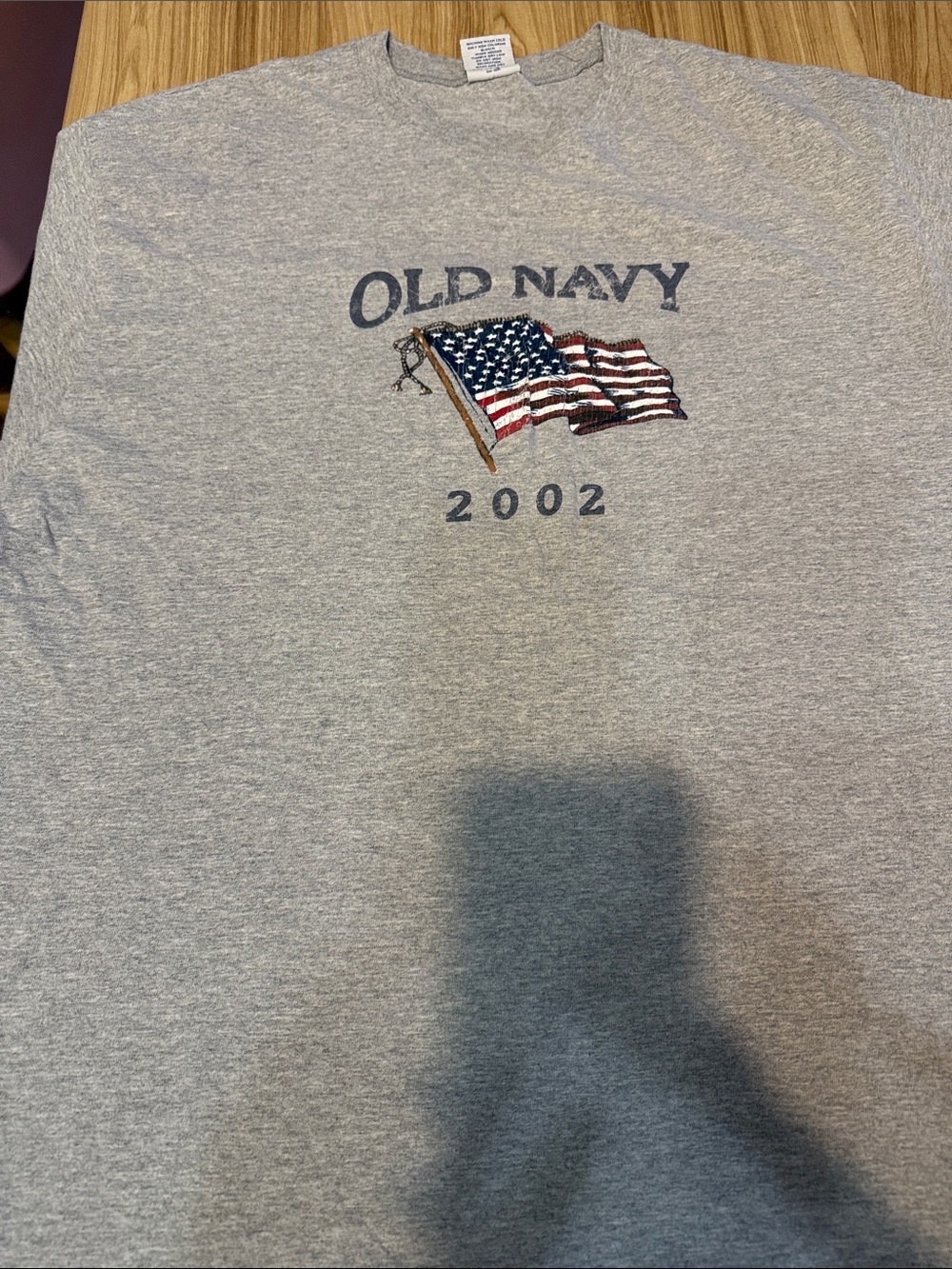 Old Navy Gray Short-Sleeve Tee with American Flag Graphic